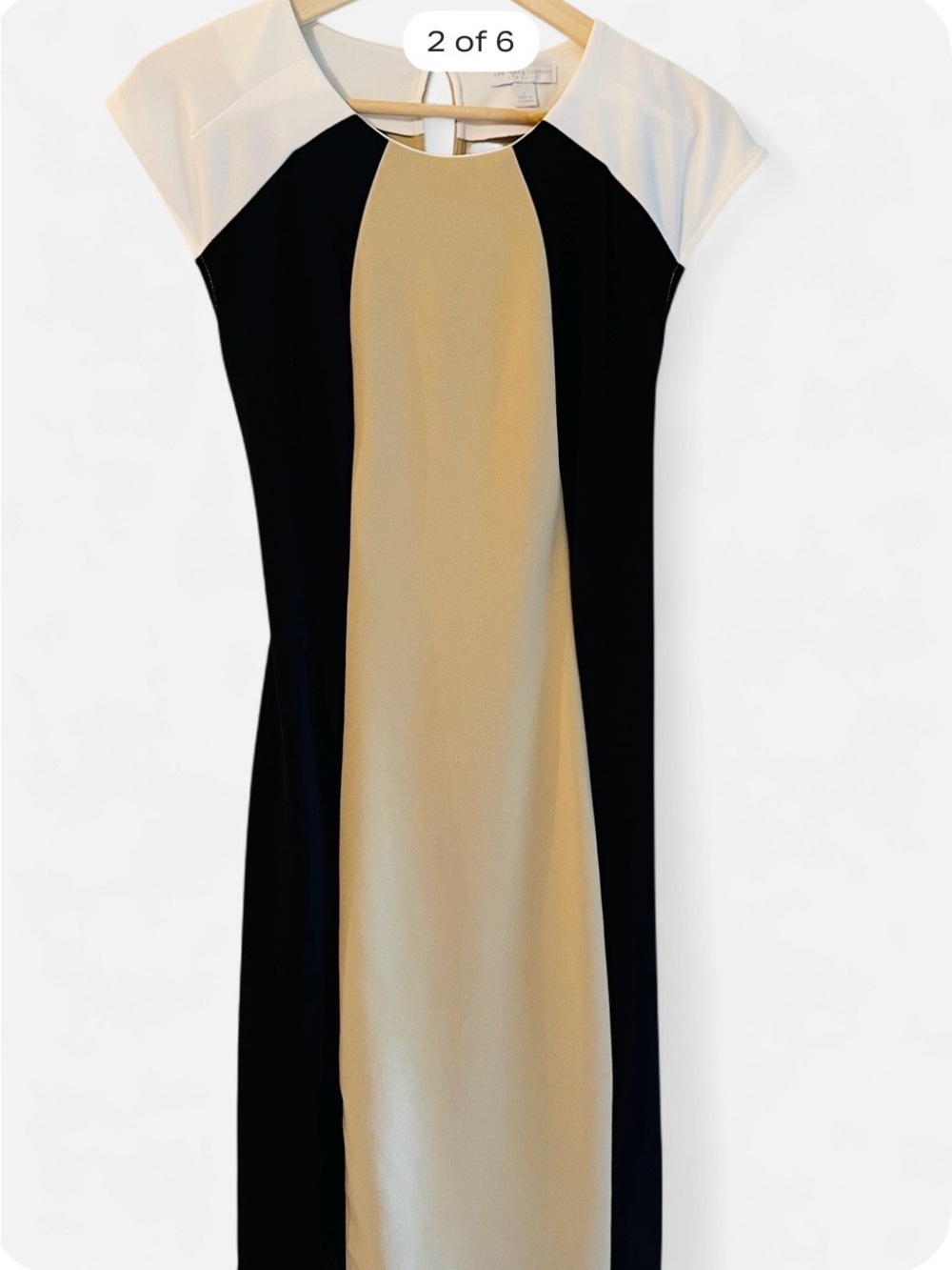 New York & Company White Black Tan Colorblock Dress